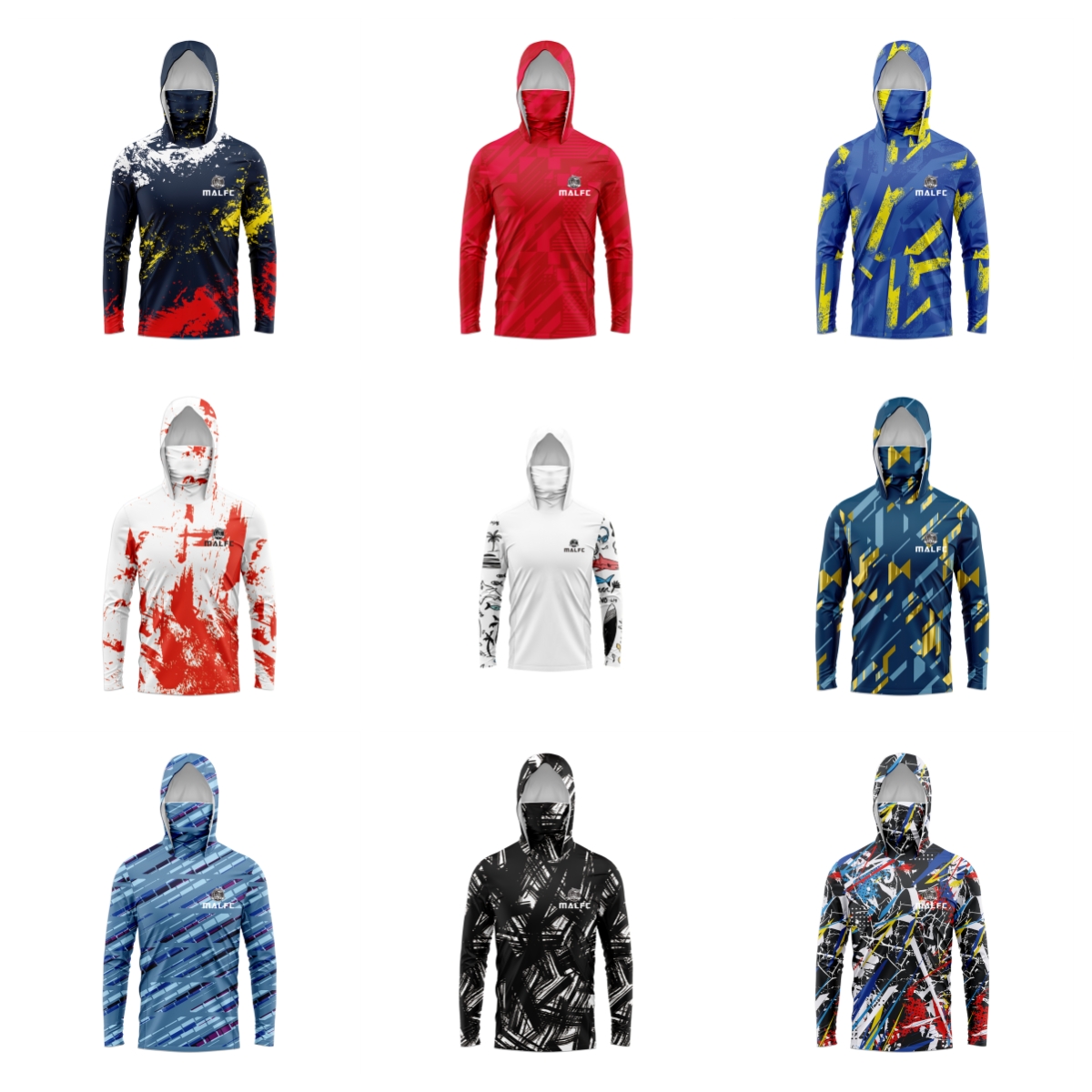 Fishing Shirt Uv Protection - MALFC メンズ フード付きフィッシングシャツ 長袖 フィッシングTシャツ UVカット