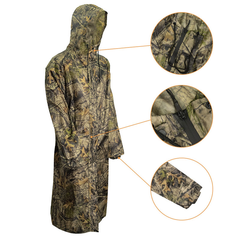 男性と女性のためのカモフラージュロングレインコート、迷彩防水 - Fishing Rain Suit のレビューと価格