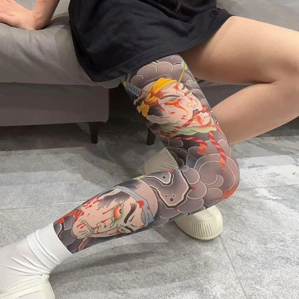 フルレッグフェイクタトゥーソックス、日焼け防止プリントタイツ - Fishing Socks のレビューと価格